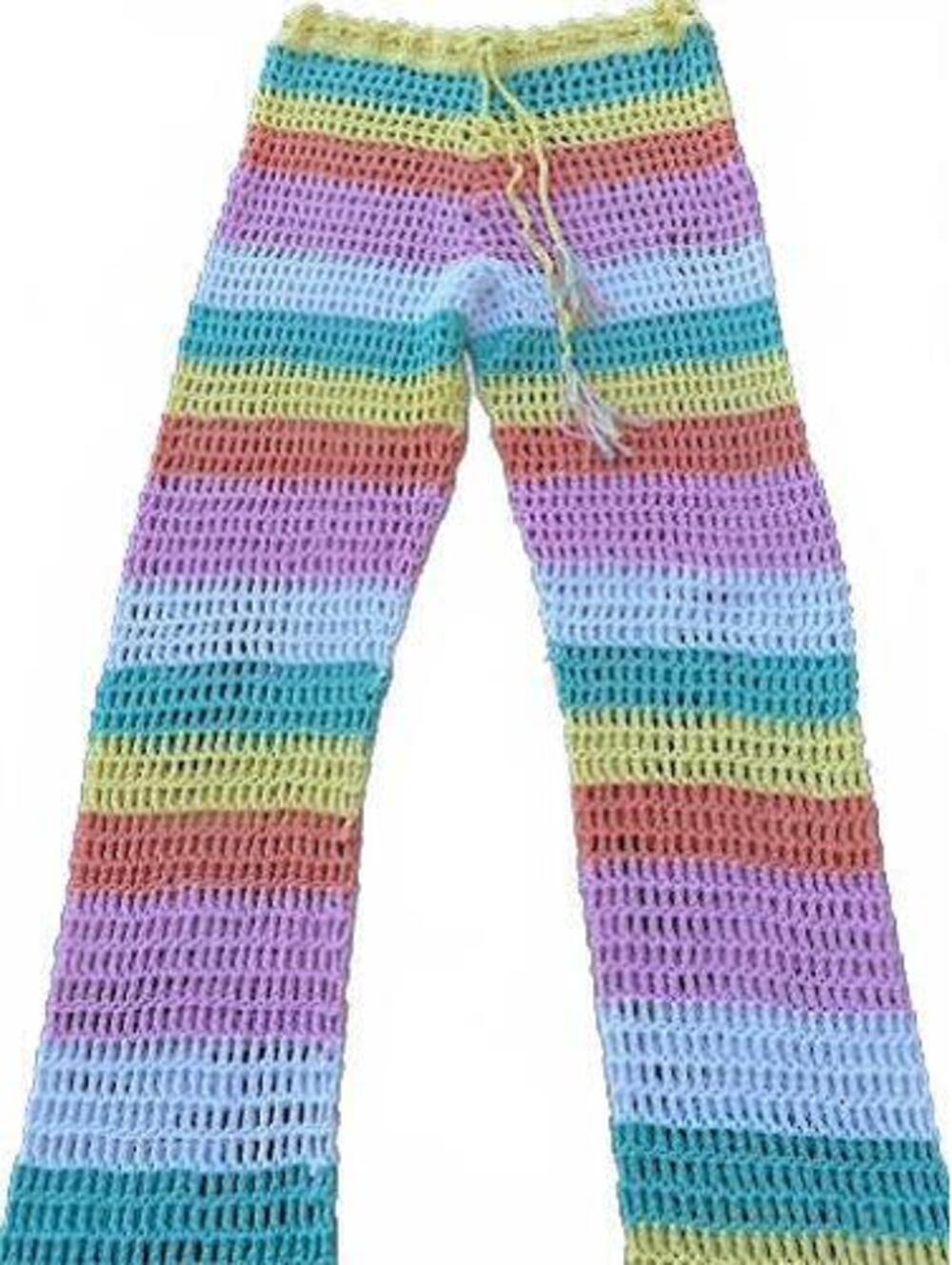 Hot & Delicious Crochet Stripe Knit Pants